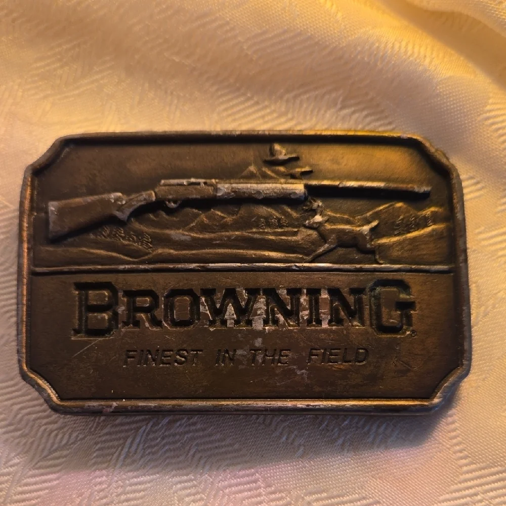 Browning Brass Belt Buckle with Cowboy Design